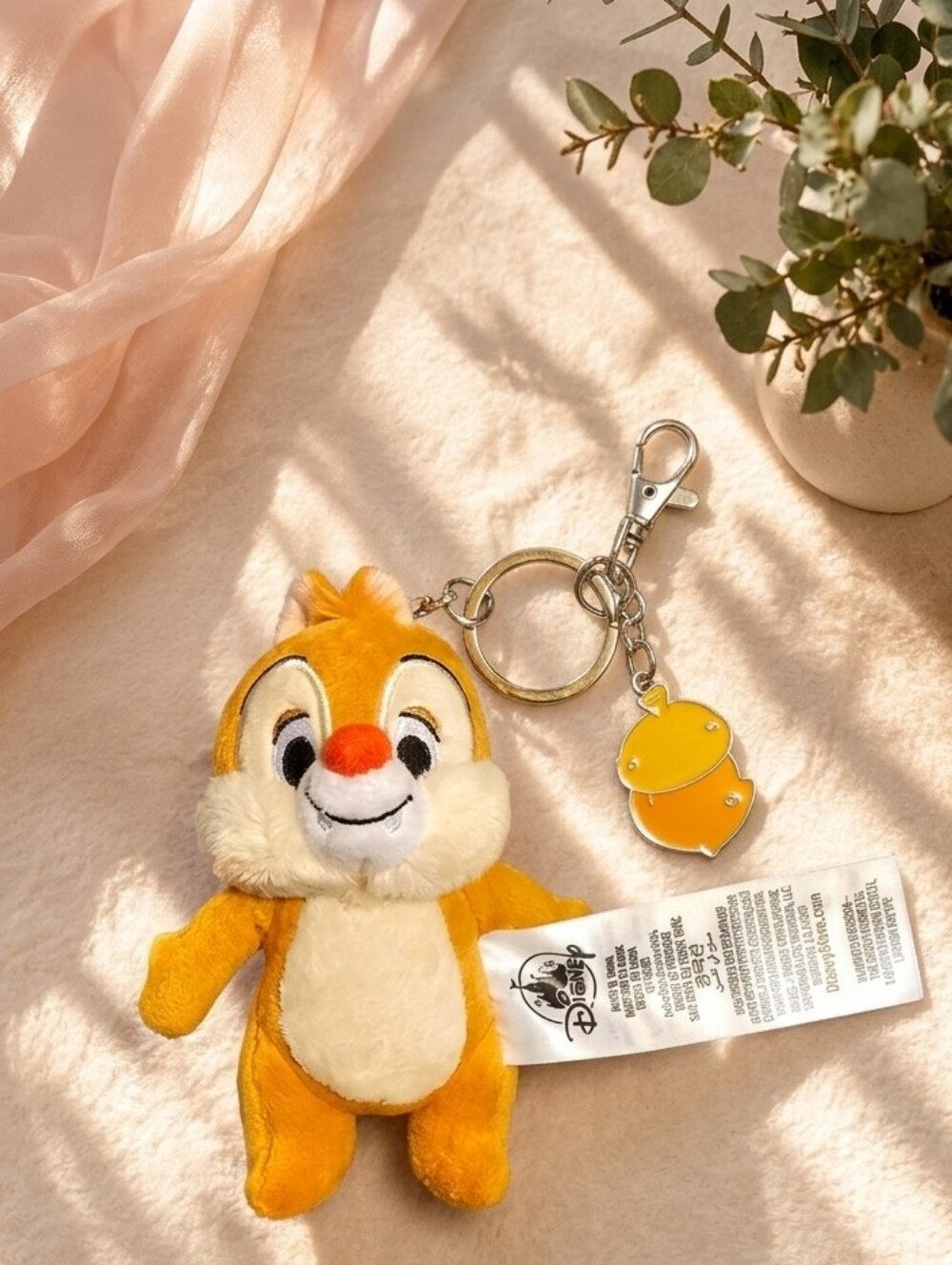 Disney Orange and Cream Chip Plush Keychain with Acorn Enamel Charm